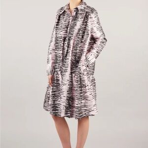 Ganni Animal Print Cotton Shirtdress